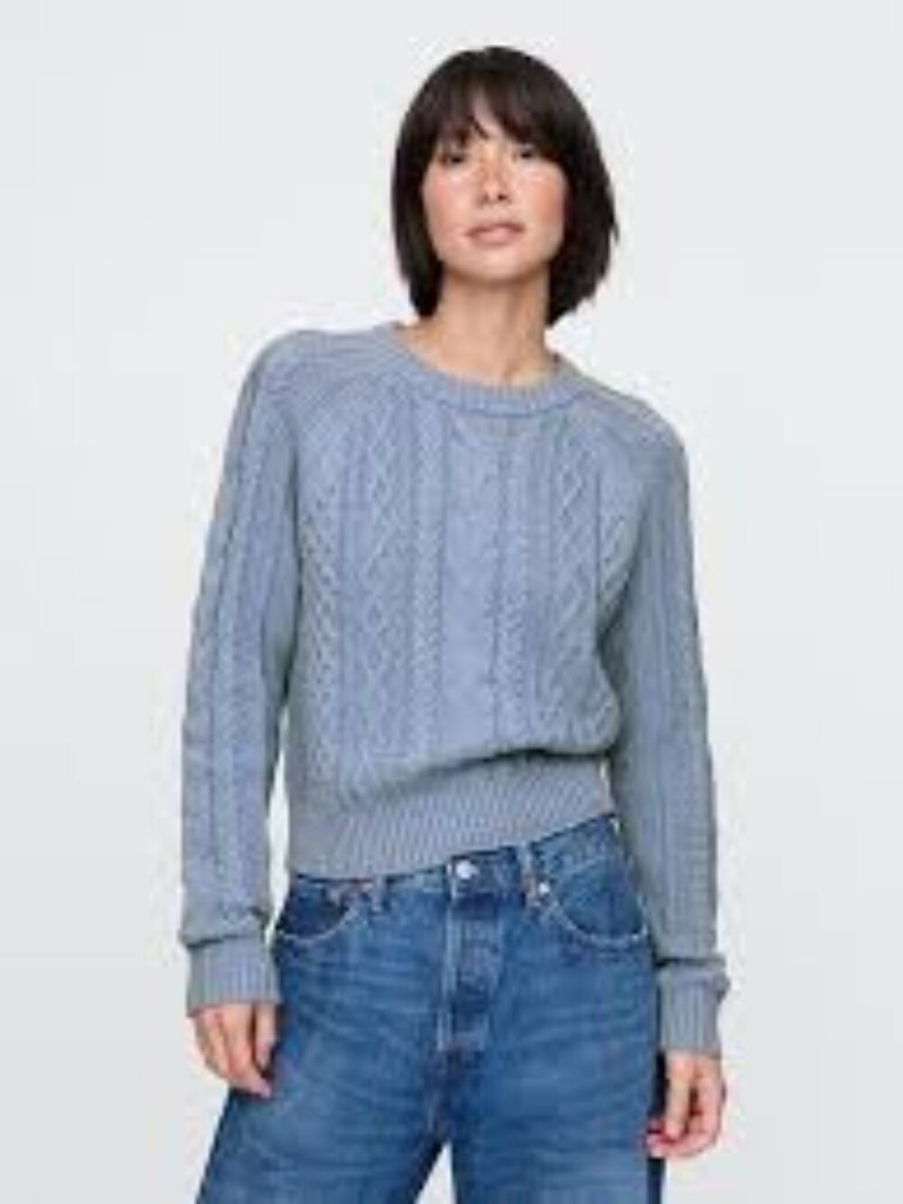 Gap Light Blue Classic Cable-Knit Sweater M
